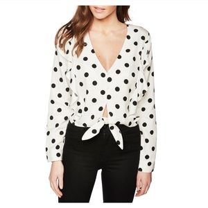 Bardot Ruffle Tie Waist Top Size 8